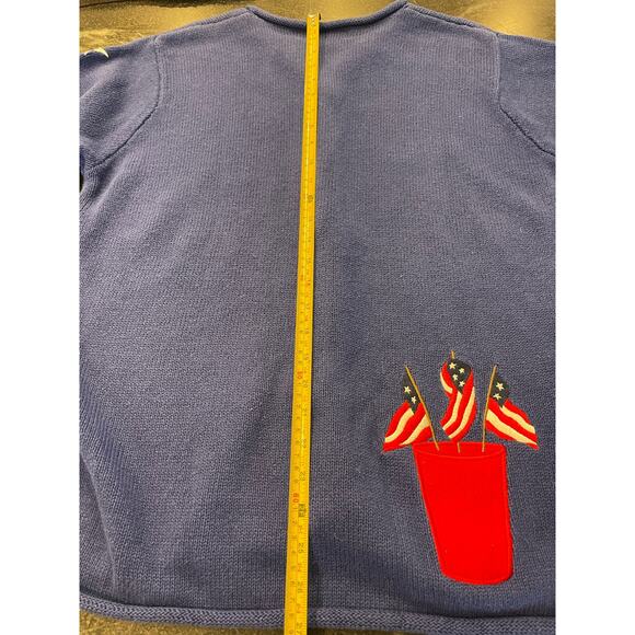 VTG  The Quacker Factory patriotic sweater 4th of July Large short sleeve - Picture 9 of 10